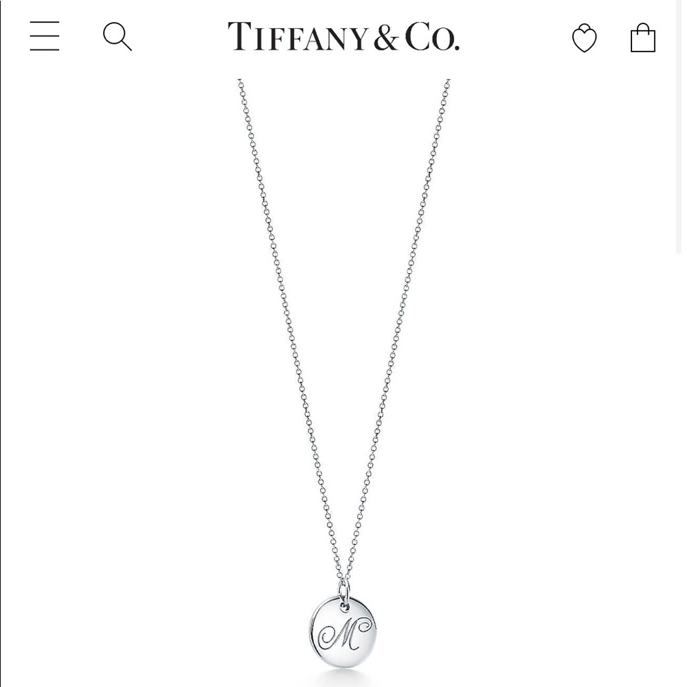 Tiffany & Co. Letter “M” Disc Charm Necklace